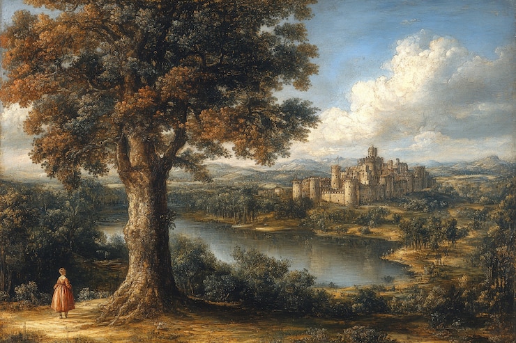 Kostenlose Foto digitale kunststil-illustration von fluss und natur
