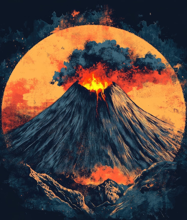 Kostenlose Foto digitale vulkanillustration