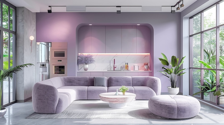 Kostenlose Foto digitales lavendel-interior-design