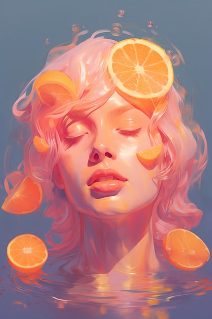 Digitales Porträt mit Orange