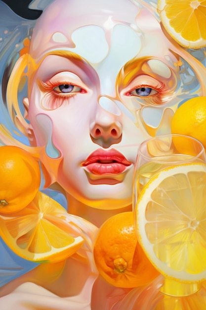 Digitales Porträt mit Orange