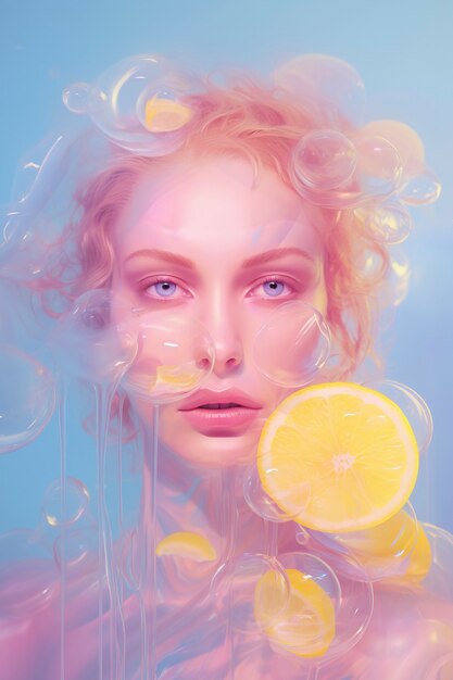 Digitales Porträt mit Zitronen