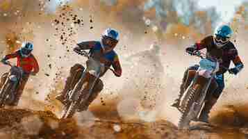 Kostenloses Foto dirt bike rider with his motorcycle racing in circuits for adventure