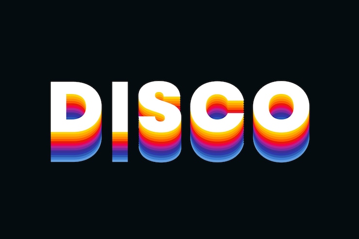 Kostenlose Foto disco-text in bunter retro-schriftart