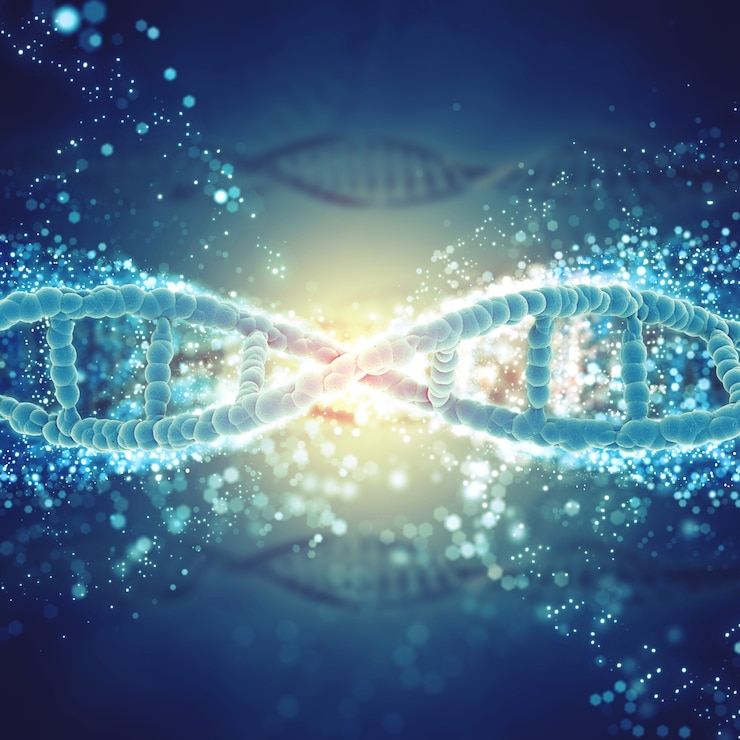 Kostenlose Foto dna in einer mikroskopischen ansicht