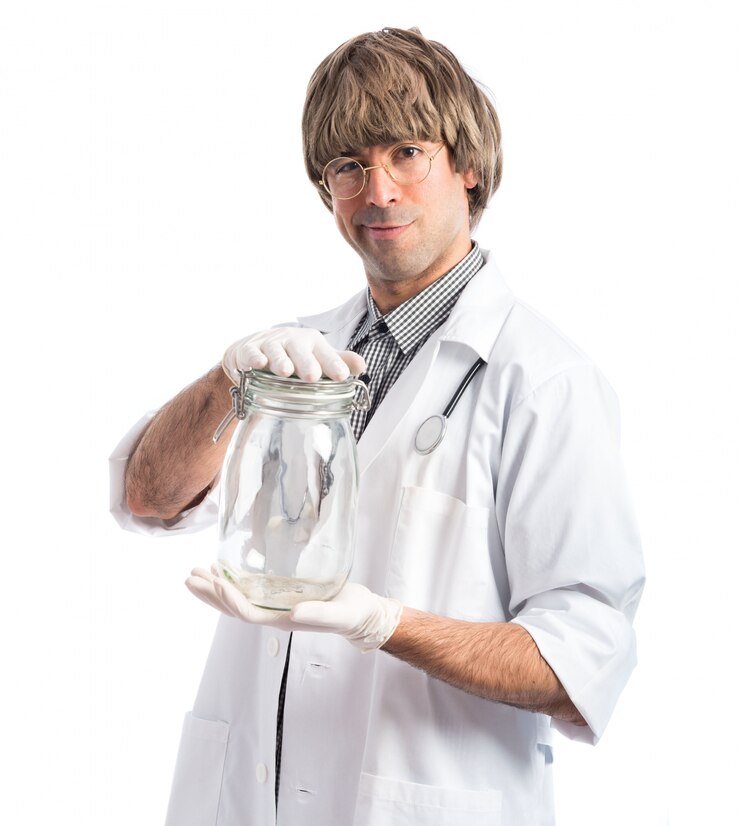Kostenlose Foto doktor hält ein glas glas