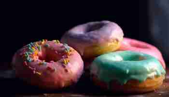 Kostenloses Foto donut stapelt eine süße genuss-versuchung, die von ki generiert wird