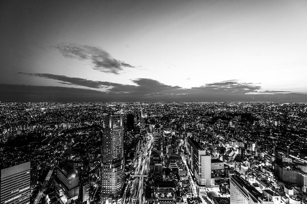 Kostenloses Foto dramatische schwarz-weiß-landschaften mit stadt