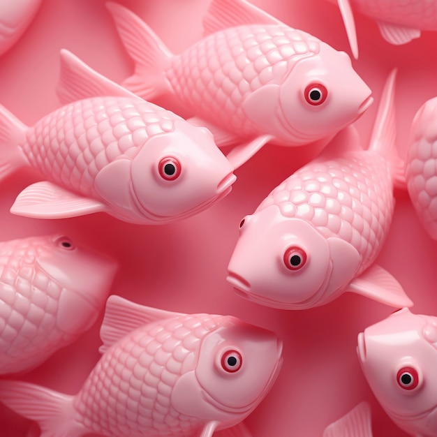 Kostenloses Foto draufsicht 3d rosa fisch im studio