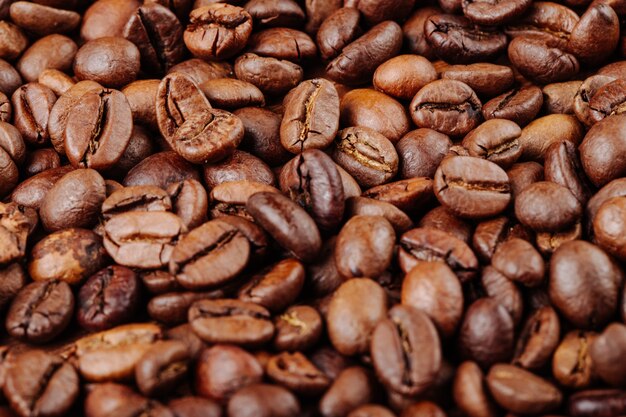 Draufsicht auf geröstete Kaffeebohnen