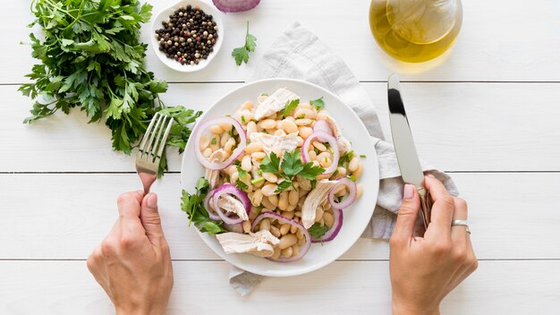 Draufsicht auf köstliches gesundes Essen