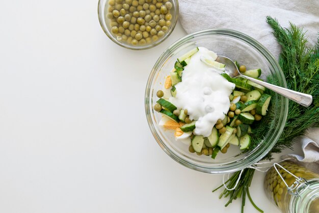 Draufsicht auf köstliches gesundes Essen