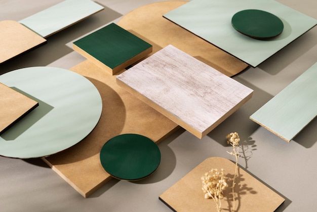 Draufsicht auf Platten aus MDF-Material