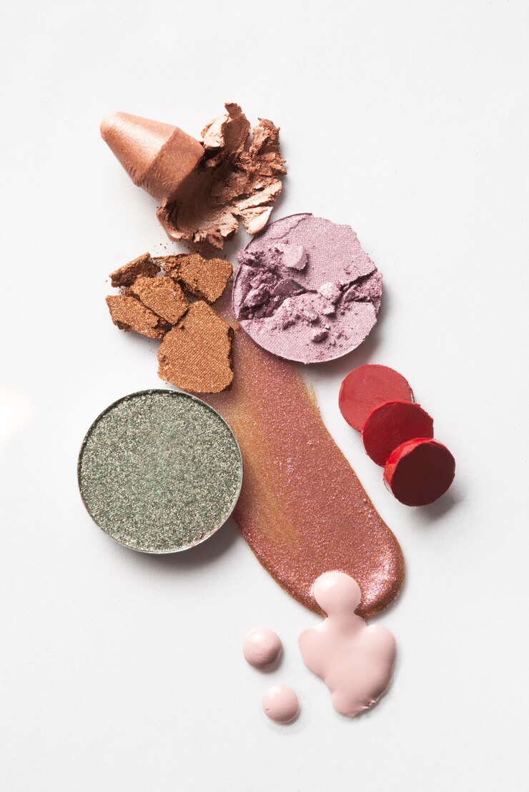 Kostenlose Foto draufsicht auf verschiedene make-up-texturen