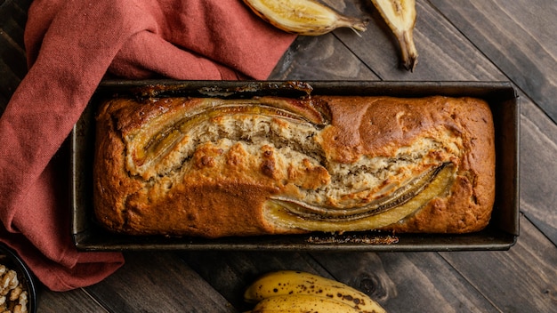 Kostenloses Foto draufsicht bananenbrötchen