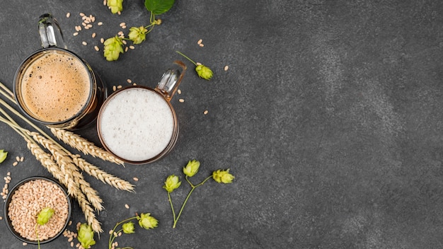 Draufsicht Bierrahmen mit Kopierraum