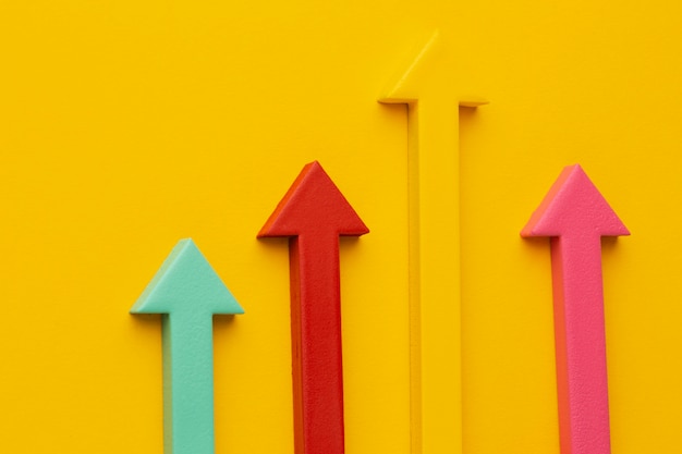 Draufsicht der Statistikdarstellung mit Pfeil