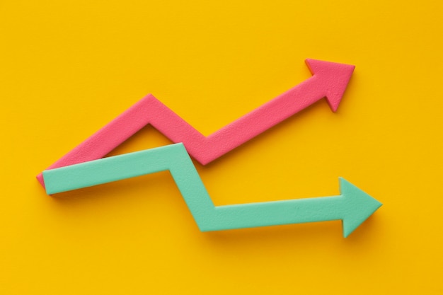 Draufsicht der Statistikdarstellung mit Pfeil