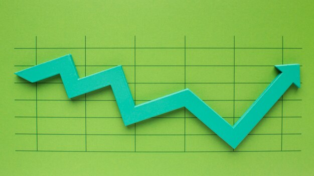 Draufsicht der Statistikdarstellung mit Pfeil