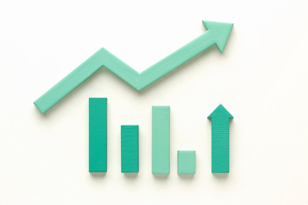 Draufsicht der Statistikdarstellung mit Pfeil