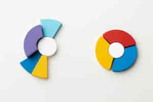 Kostenloses Foto draufsicht der statistikdarstellung mit tortendiagramm