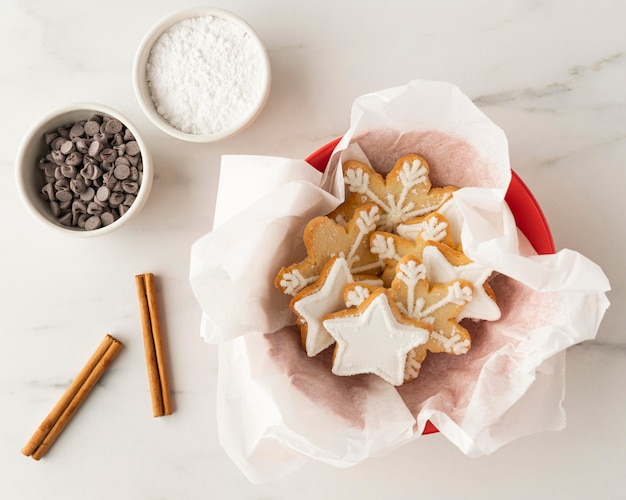 Draufsicht des Cookies-Anordnungskonzepts