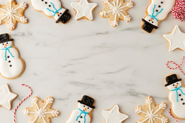 Kostenloses Foto draufsicht des cookies-anordnungskonzepts