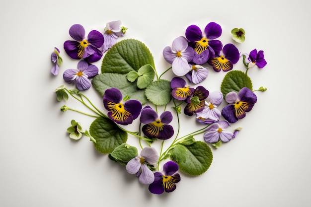 Draufsicht des Herzens aus blühenden Blumen