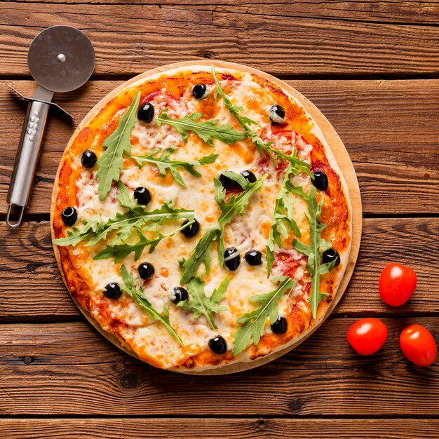 Draufsicht des köstlichen Pizza-Konzepts