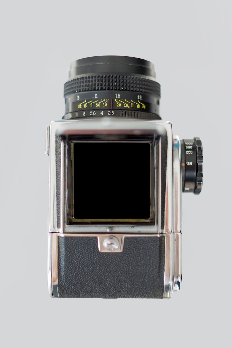 Kostenlose Foto draufsicht einer retro-kamera