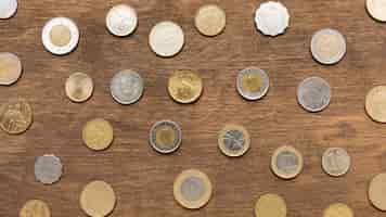 Kostenloses Foto draufsicht euro-geldmünzen