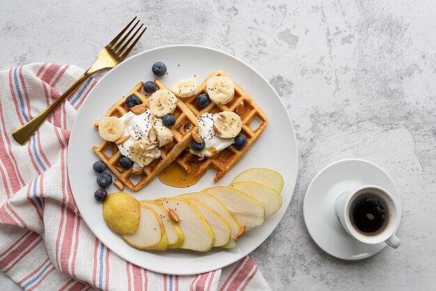 Draufsicht Frühstück Mahlzeit Anordnung