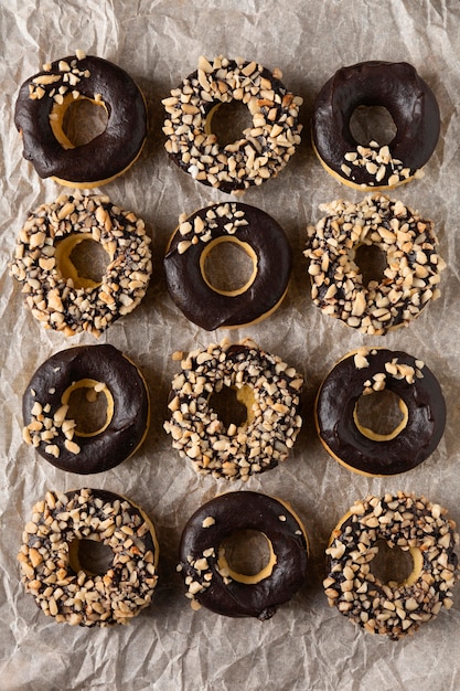 Draufsicht glasierte Donuts