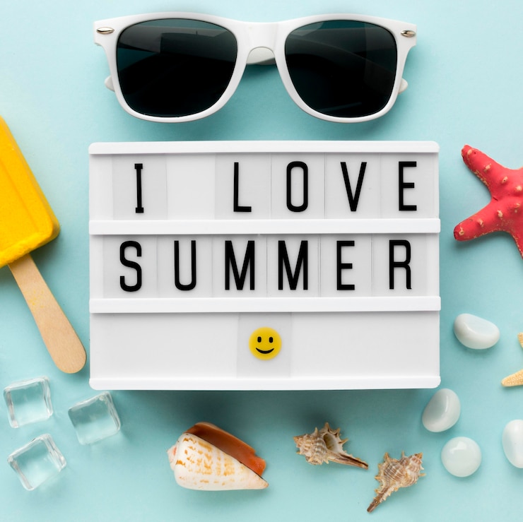 Kostenlose Foto draufsicht ich liebe sommer mit sonnenbrille