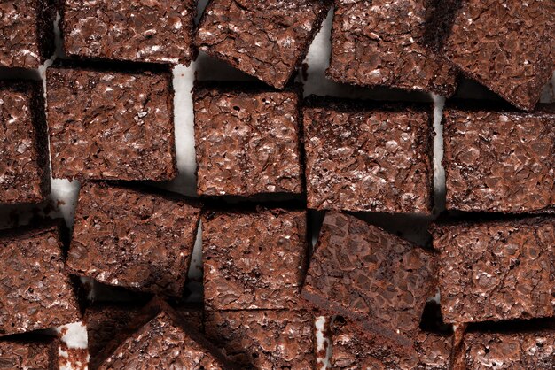 Draufsicht köstliche Brownies-Anordnung