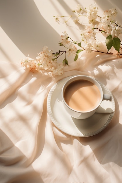 Draufsicht köstliche Kaffeetasse drinnen