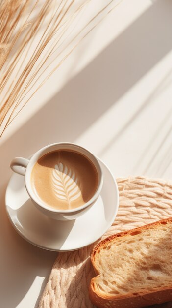 Draufsicht köstliche Kaffeetasse drinnen