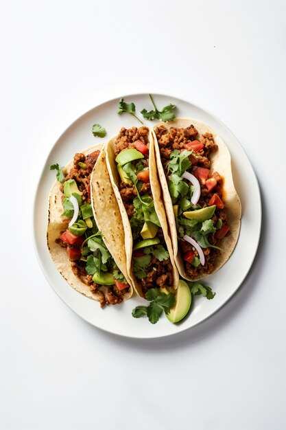 Draufsicht köstliche Tacos auf dem Teller