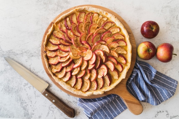 Draufsicht köstlicher Apfelkuchen