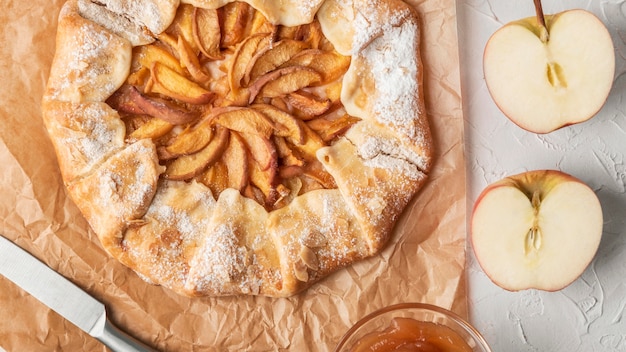 Draufsicht köstlicher Apfelkuchen