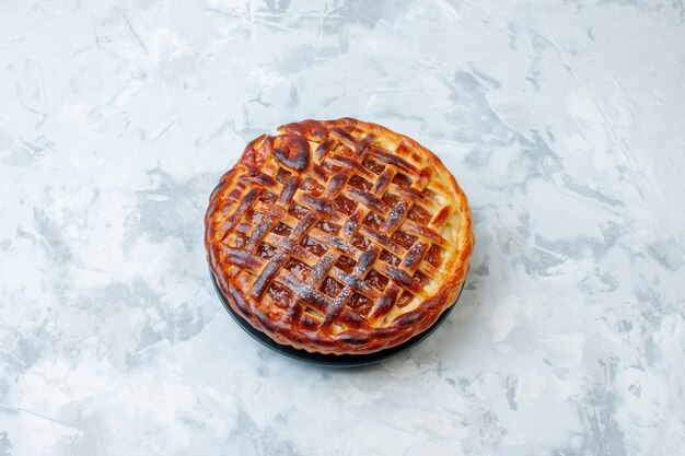 Draufsicht köstlicher fruchtiger Kuchen mit Gelee auf hellem Keks backen Nusskuchen Kuchen Dessert Farbe Tee