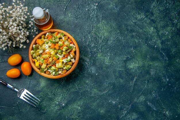 Draufsicht leckerer Gemüsesalat, Mittagessen Essen Salat Mahlzeit