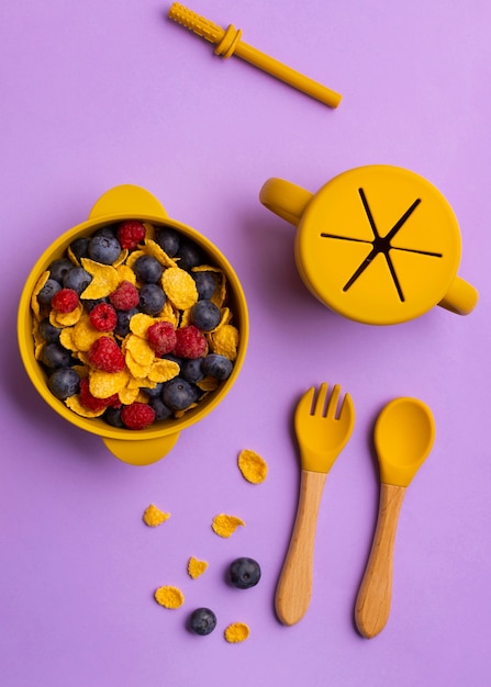 Kostenloses Foto draufsicht leckeres essen für kinder