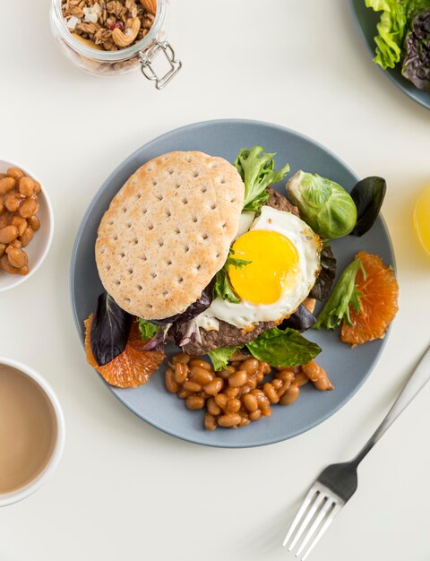 Draufsicht leckeres hausgemachtes Frühstück