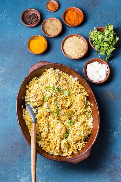 Draufsicht Pakistan Mahlzeit Anordnung