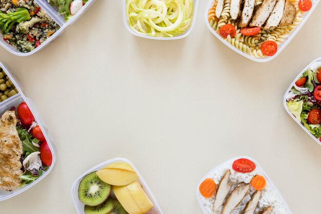 Draufsicht Rahmen nahrhafte Mahlzeit