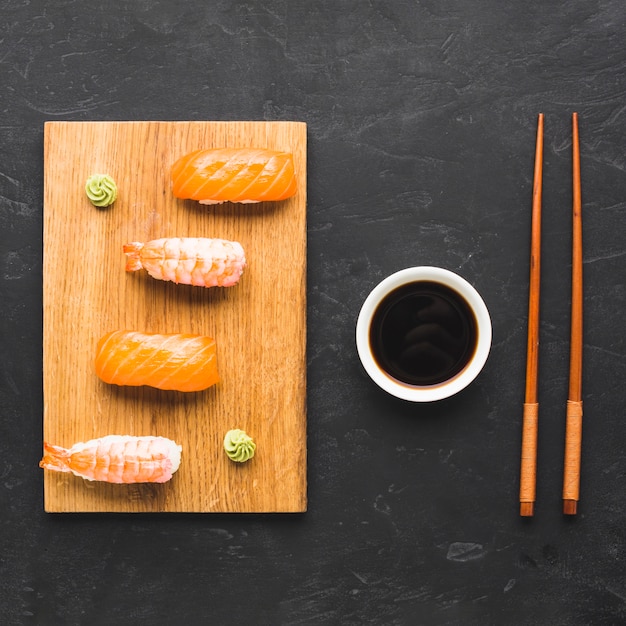 Draufsicht Sushi Anordnung