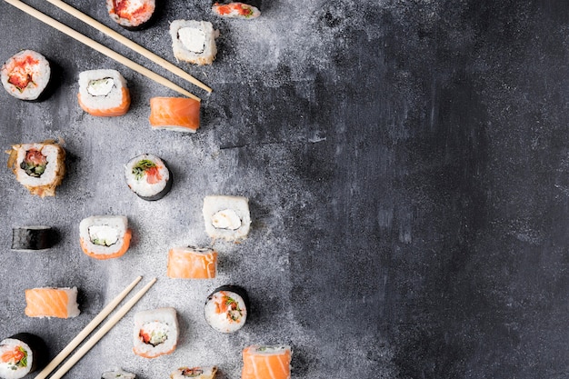 Draufsicht Sushi mit Kopierraum