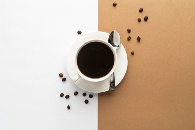Draufsicht Tasse Kaffee