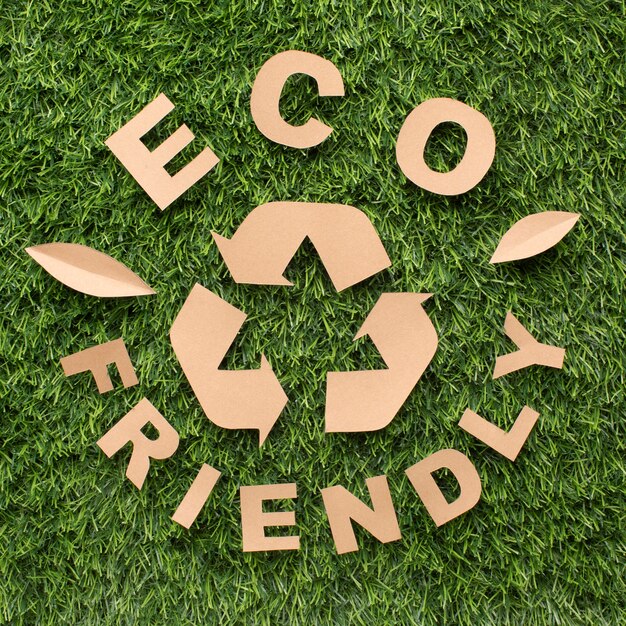 Draufsicht umweltfreundlich und Recyclingschild